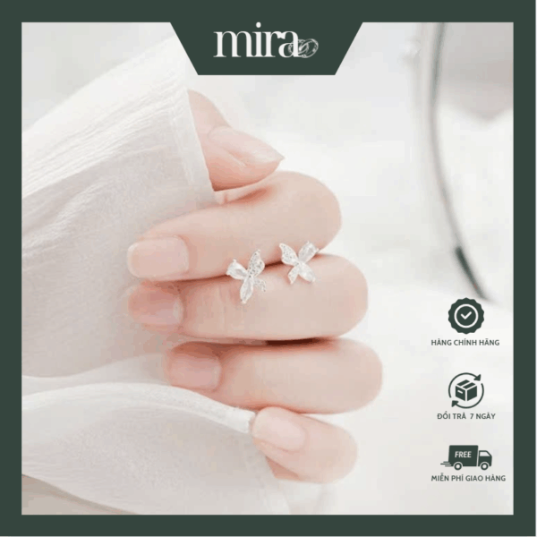 Khuyên tai bạc nữ CDE Butterfly Stone Earrings Silver - Khuyên tai bạc S925