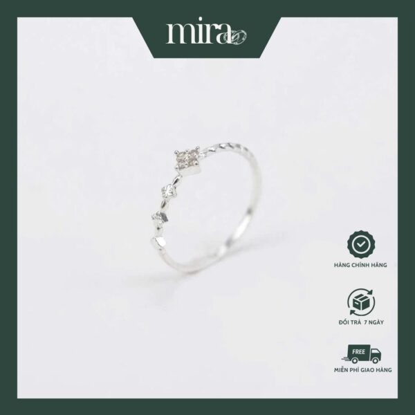 Nhẫn bạc họa tiết kim cương